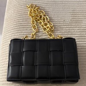 Elegant Black Woven Chain Bag